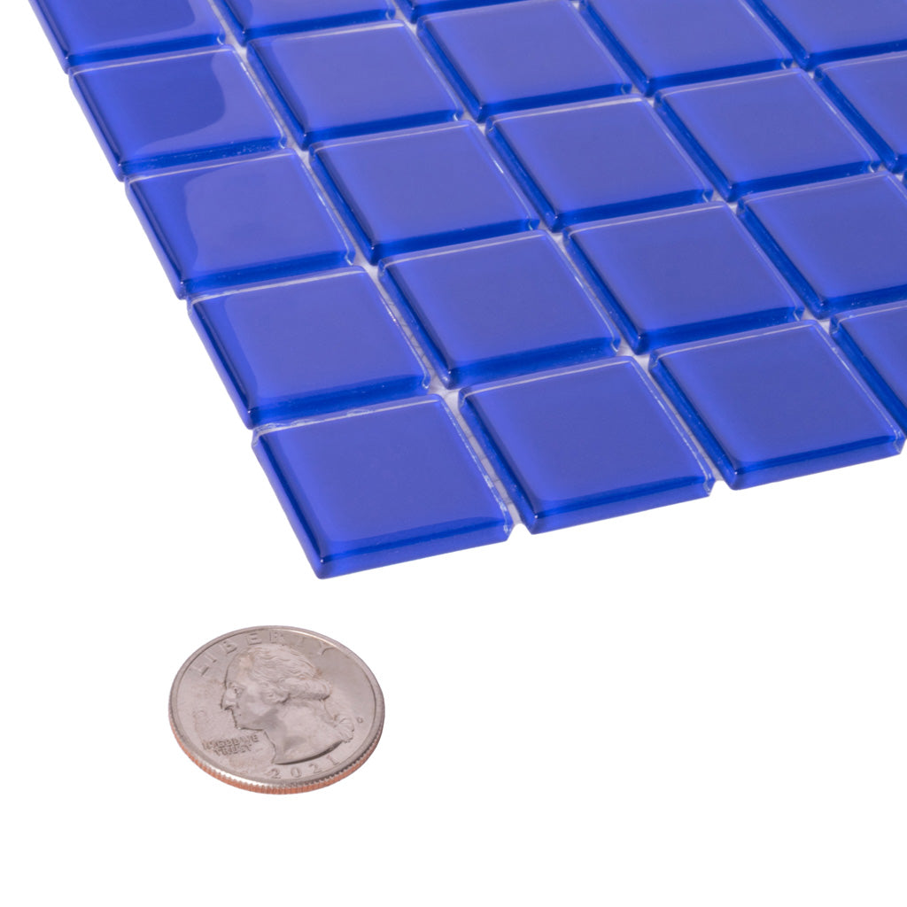 Cobalt Blue 12 x 12 Glossy Glass Mosaic Tile