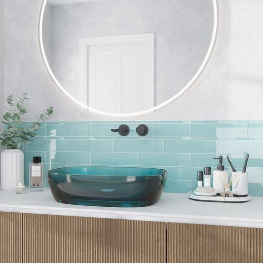 Sky Blue 3 x 12 Glossy Glass Subway Tile