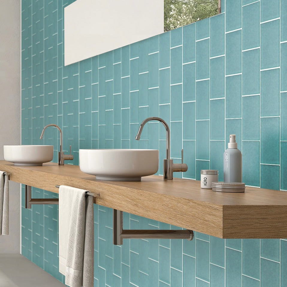 Sky Blue 3 x 6 Matte Glass Subway Tile