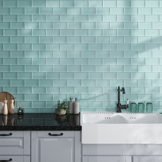 Sky Blue 3 x 6 Matte Glass Subway Tile