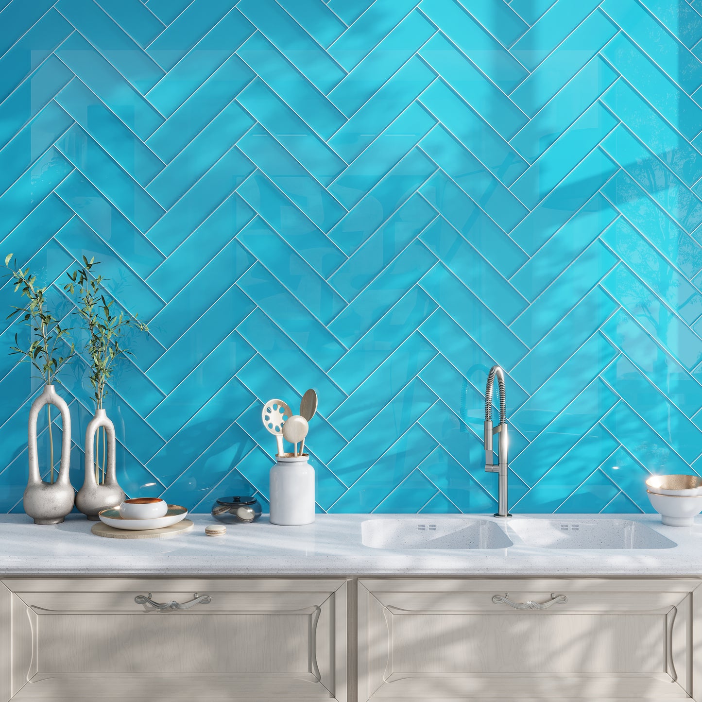 Sapphire Blue 4 x 16 Glossy Glass Subway Tile