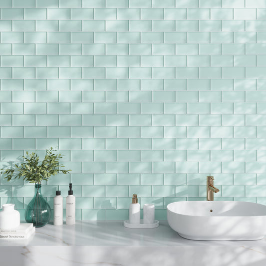 Blizzard Blue 3 x 6 Matte Glass Subway Tile
