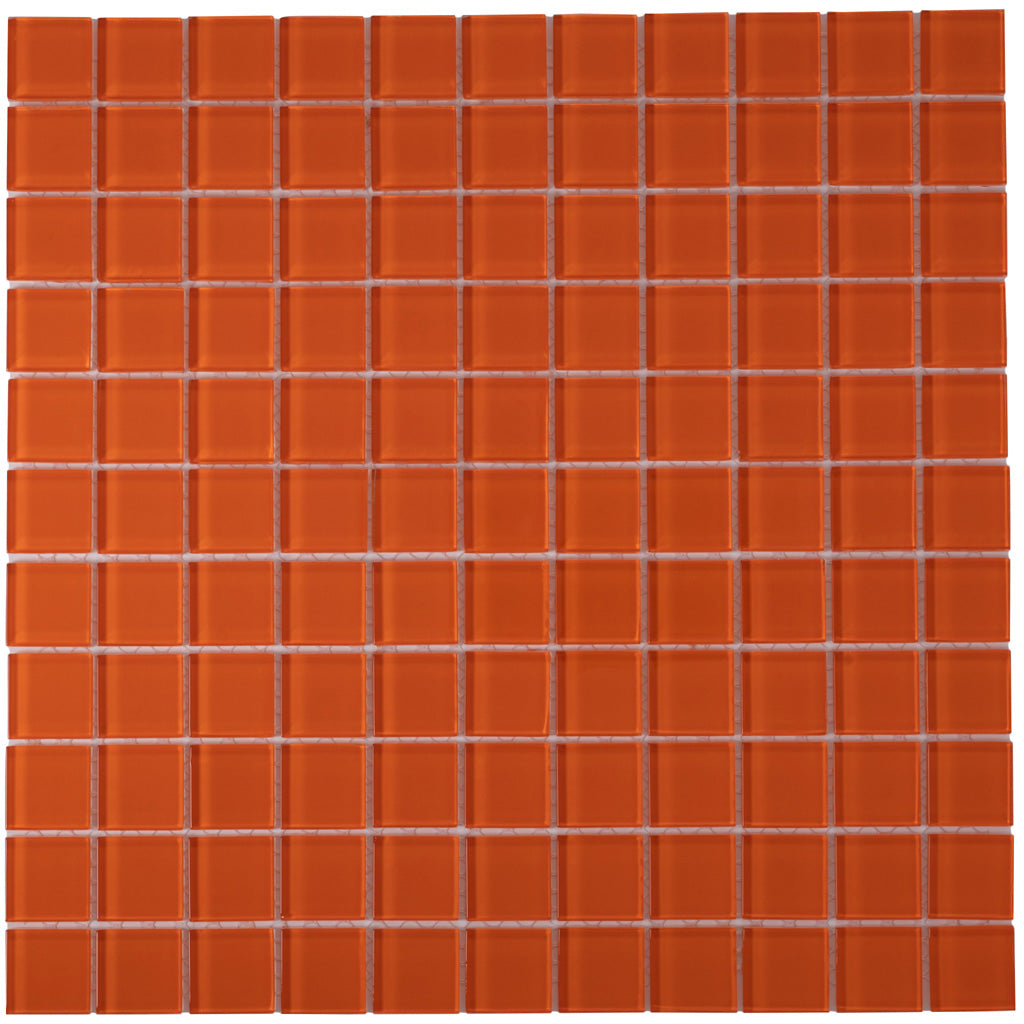 Orange 12 x 12 Glossy Glass Mosaic Tile