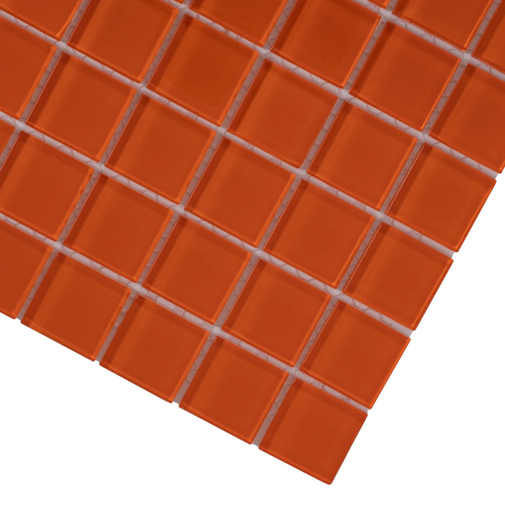 Orange 12 x 12 Glossy Glass Mosaic Tile