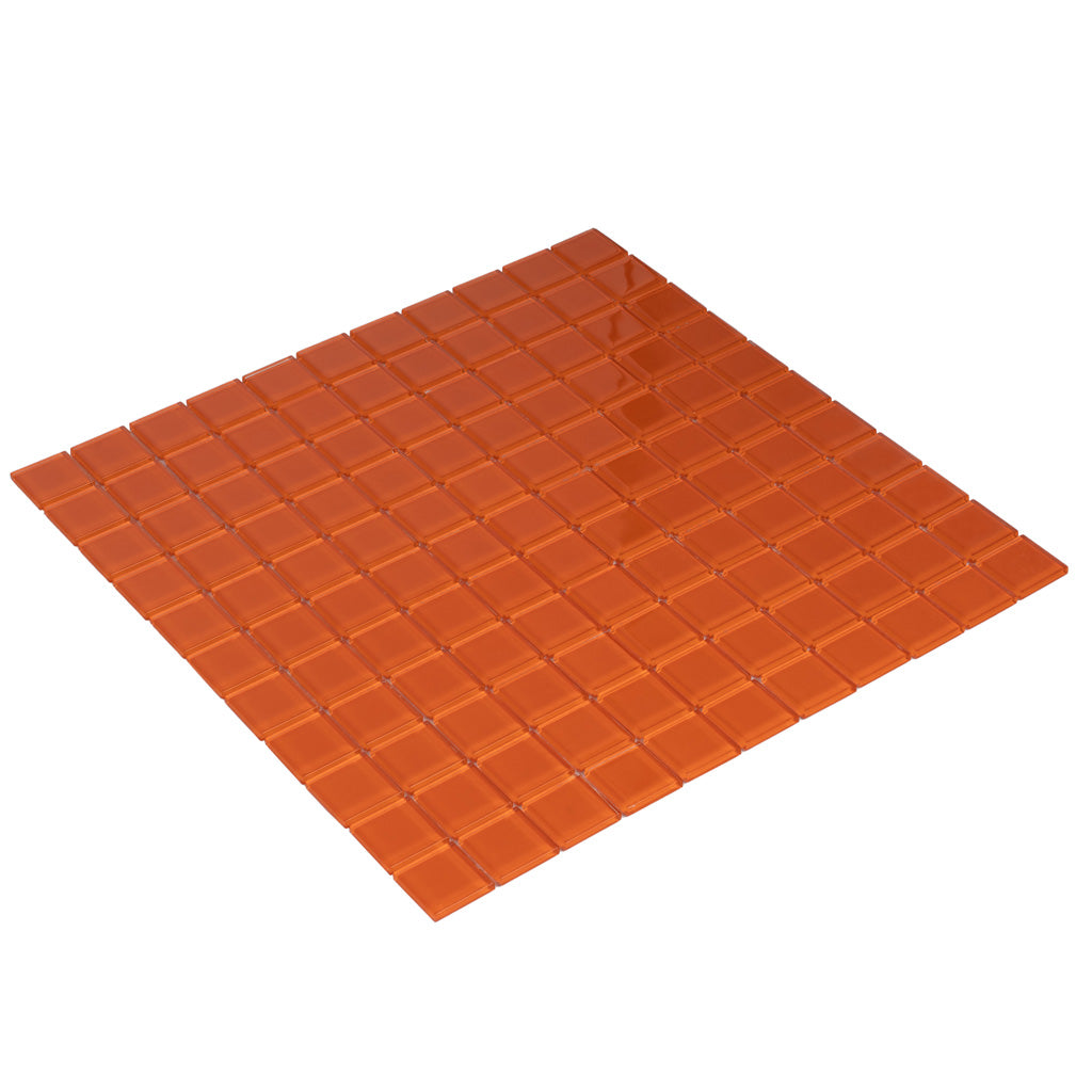 Orange 12 x 12 Glossy Glass Mosaic Tile