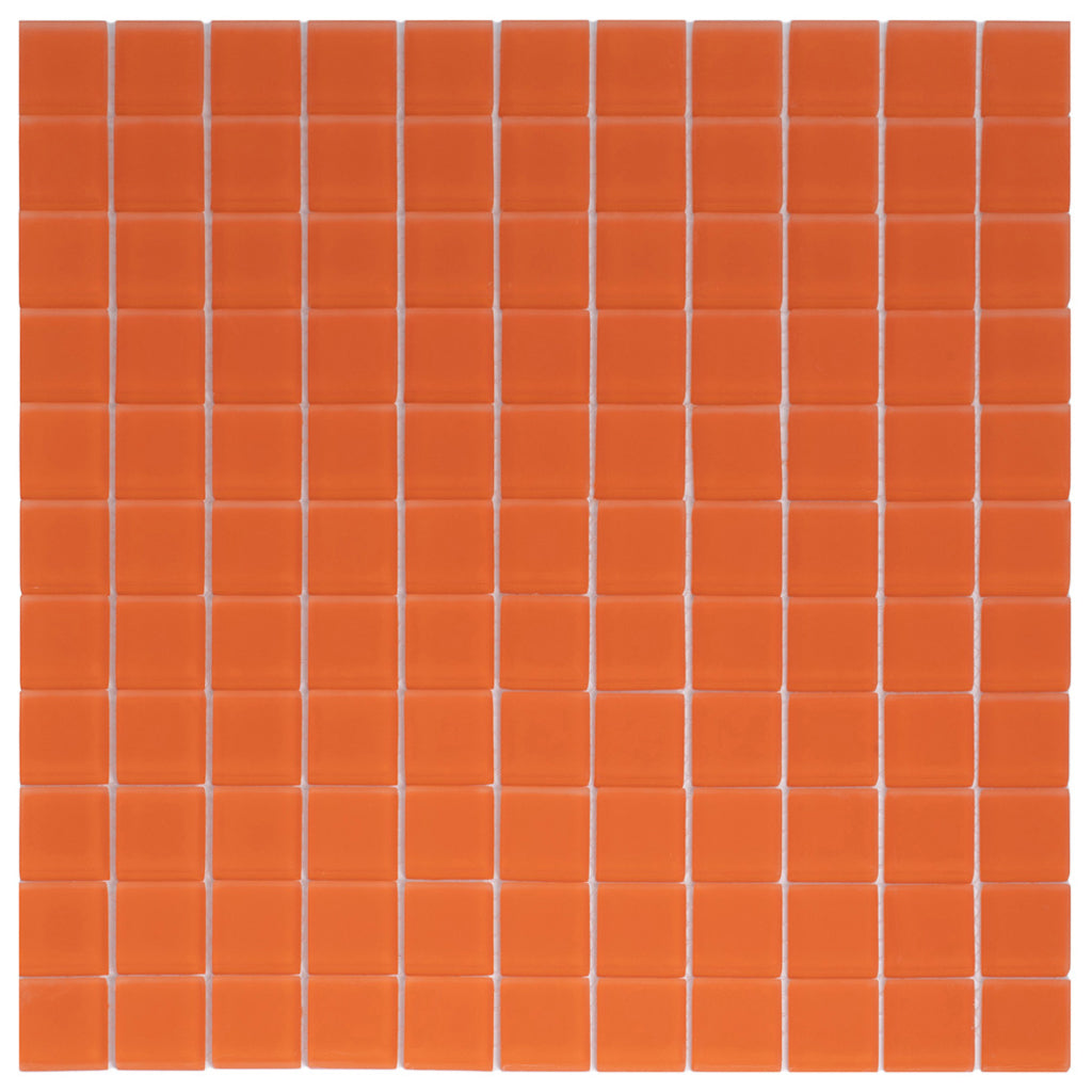 Orange 12 x 12 Matte Glass Mosaic Tile