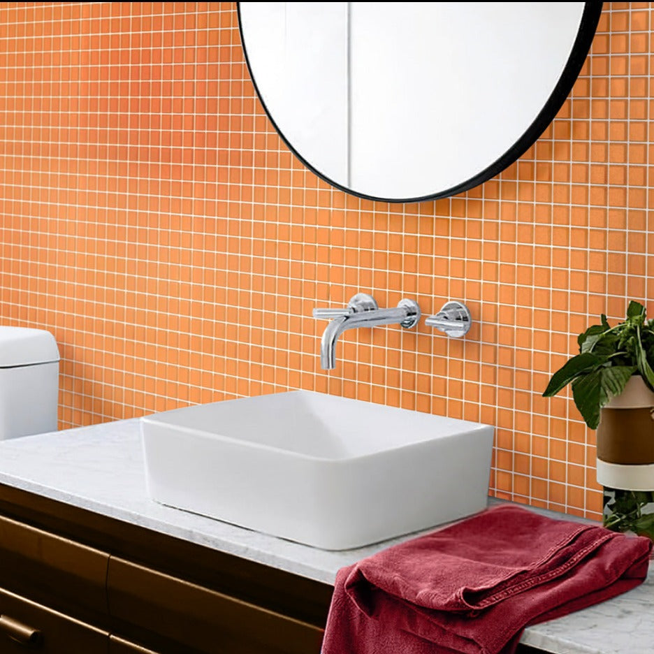 Orange 12 x 12 Matte Glass Mosaic Tile