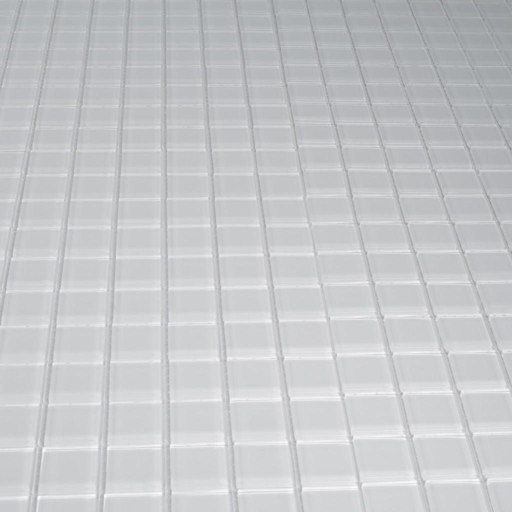 White 12 x 12 Glossy Glass Mosaic Tile