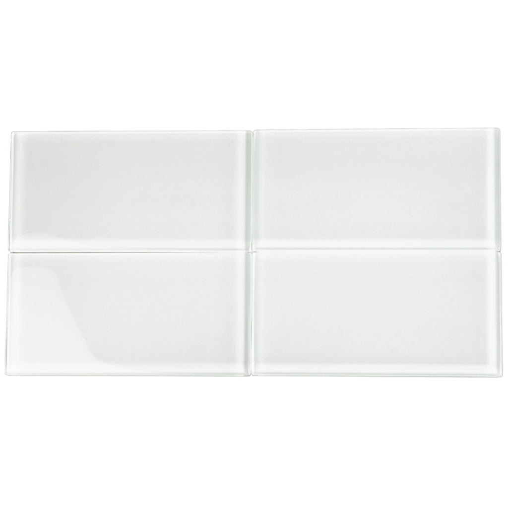 White 3 x 6 Glossy Glass Subway Tile