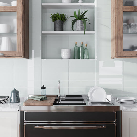 White 0.5 x 12 Glossy Glass Pencil Trim - Sample