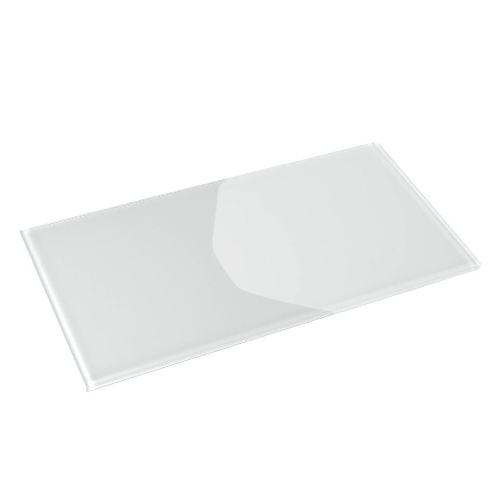 White 8 x 16 Glossy Glass Subway Tile