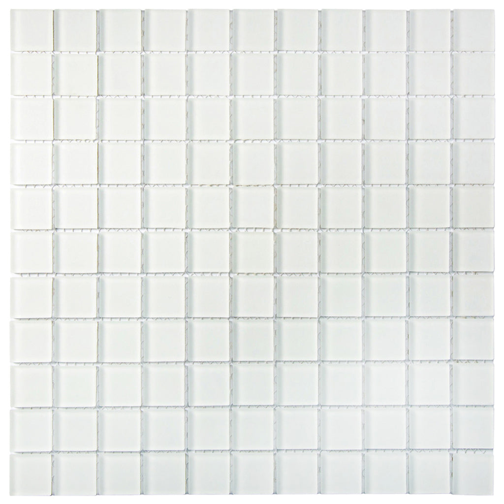 White 12 x 12 Matte Glass Mosaic Tile