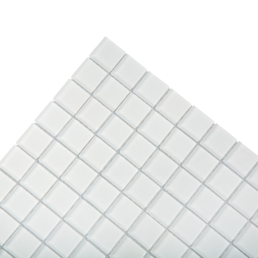 White 12 x 12 Matte Glass Mosaic Tile