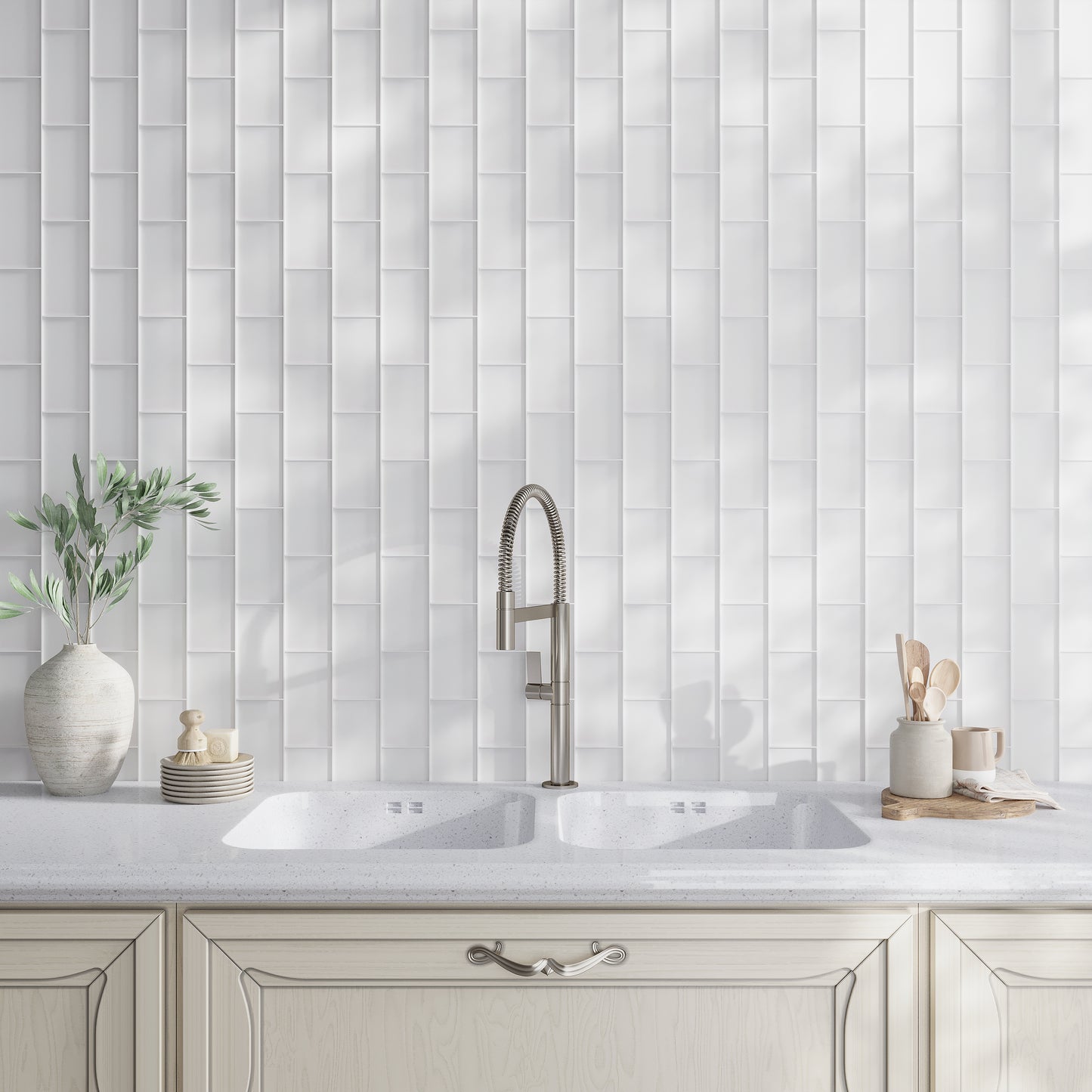 White 3 x 6 Matte Glass Subway Tile