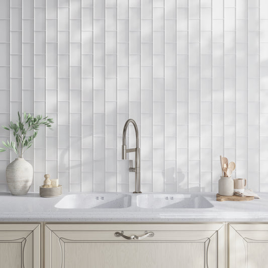 White 3 x 6 Matte Glass Subway Tile