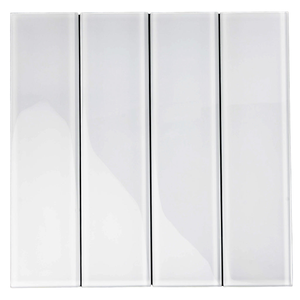 White 3 x 12 Glossy Glass Subway Tile