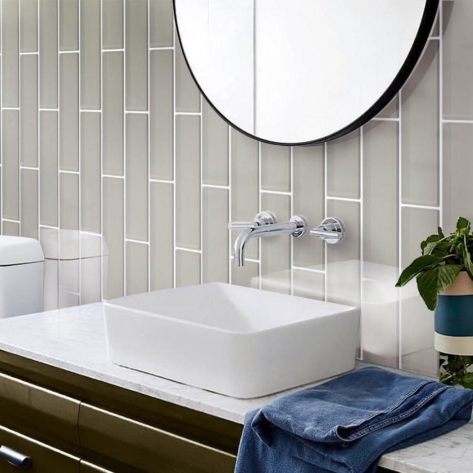 Lace White 4 x 16 Glossy Glass Subway Tile - Sample