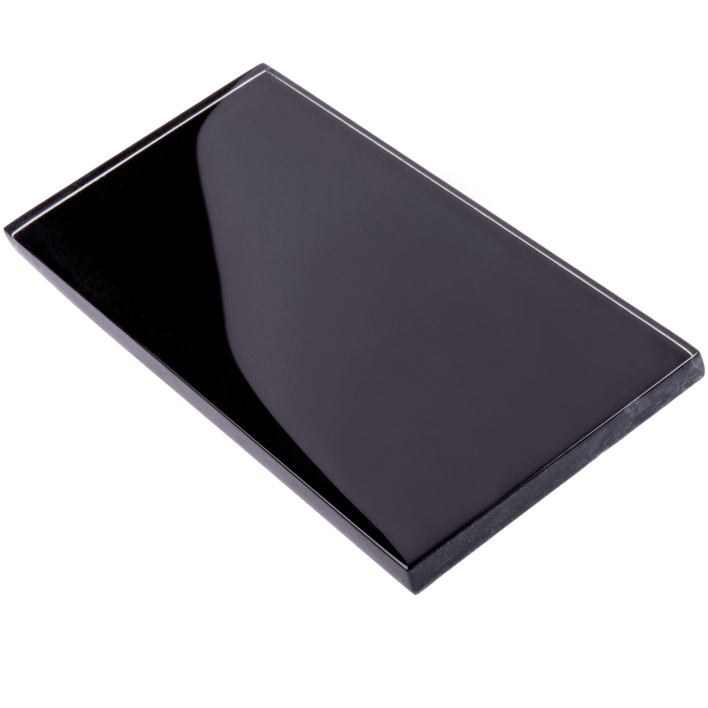 Black 3x6 Glossy Glass Subway Tile