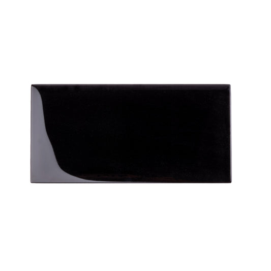 Black 3x6 Glossy Glass Subway Tile Sample
