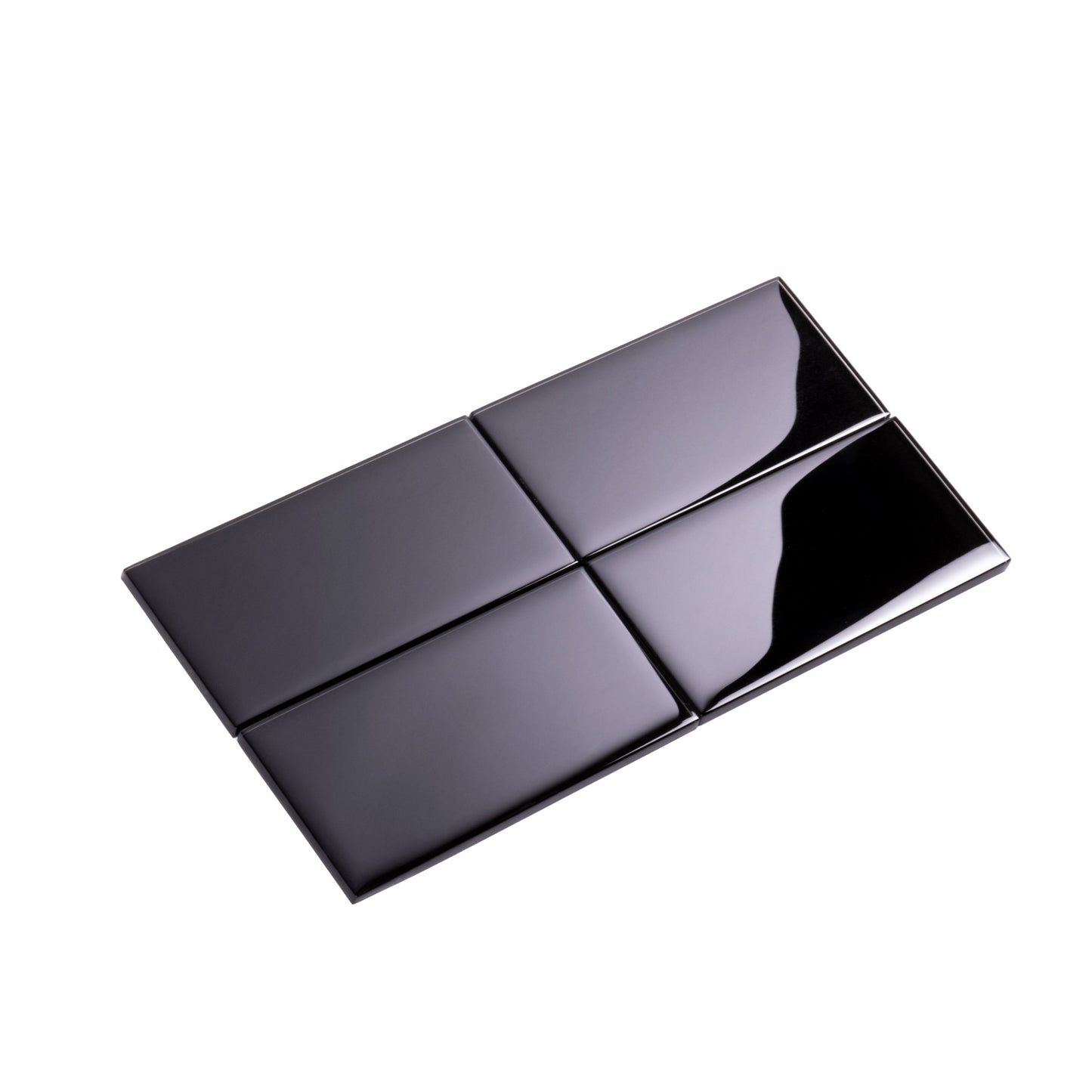 Black 3x6 Glossy Glass Subway Tile