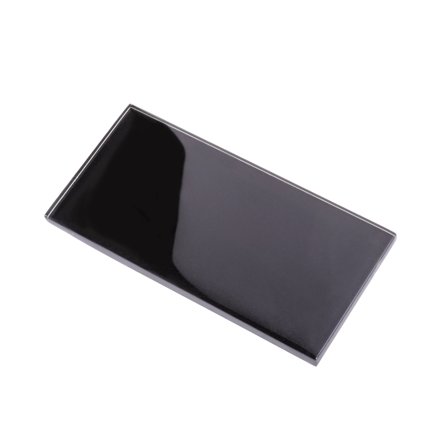 Black 3x6 Glossy Glass Subway Tile