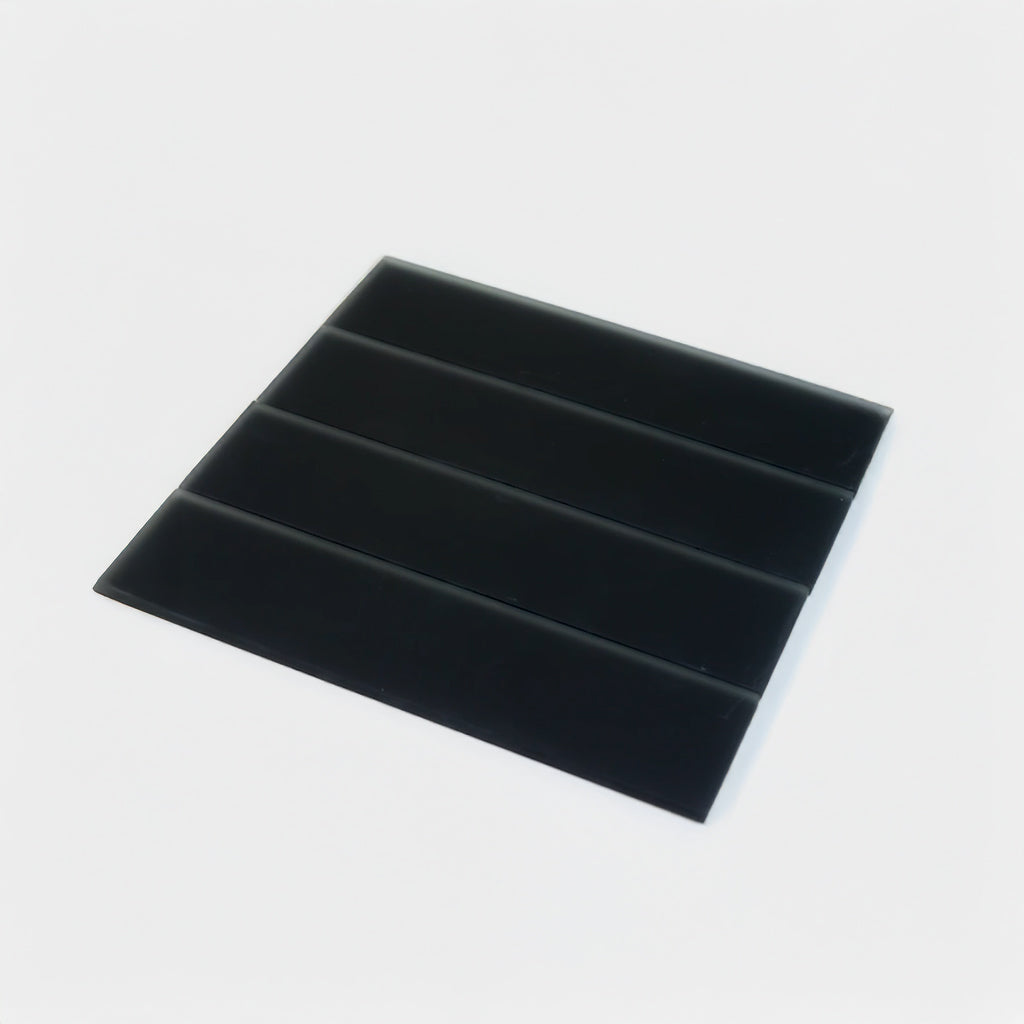 Black 3x12 Matte Glass Subway Tile Sample