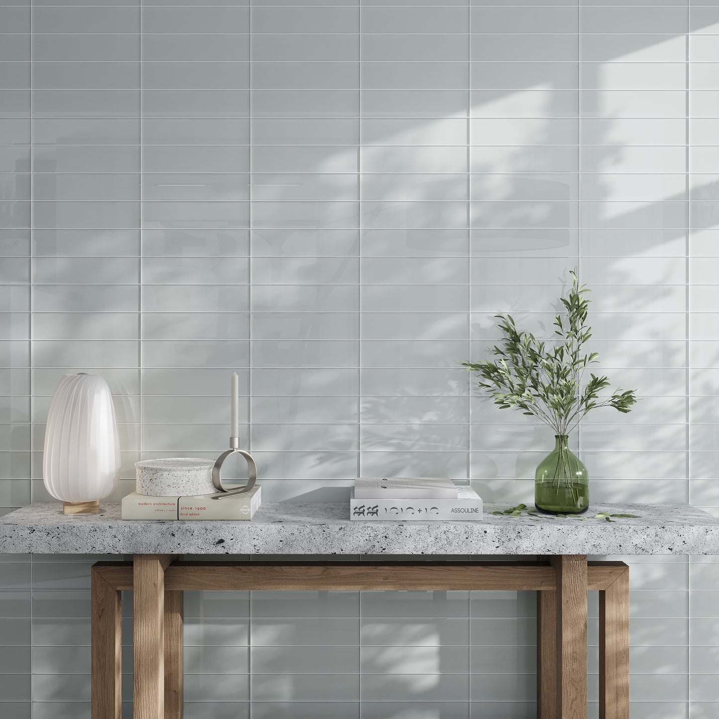 Gray 4 x 16 Glass Glossy Subway Tile