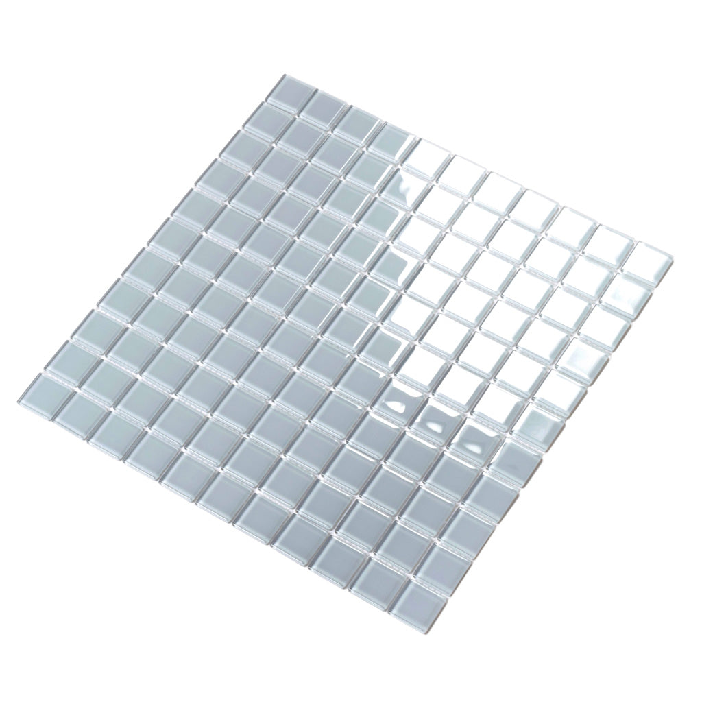 Gray 12 x 12 Glossy Glass Mosaic Tile