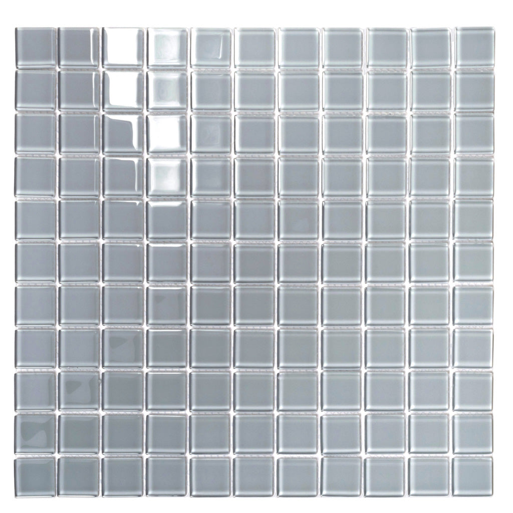 Gray 12 x 12 Glossy Glass Mosaic Tile