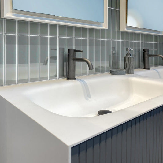 Stone Blue 3 x 12 Glossy Glass Subway Tile - Sample