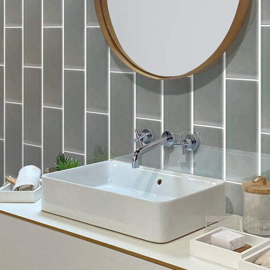 Gray 4 x 16 Glossy Glass Subway Tile - Sample