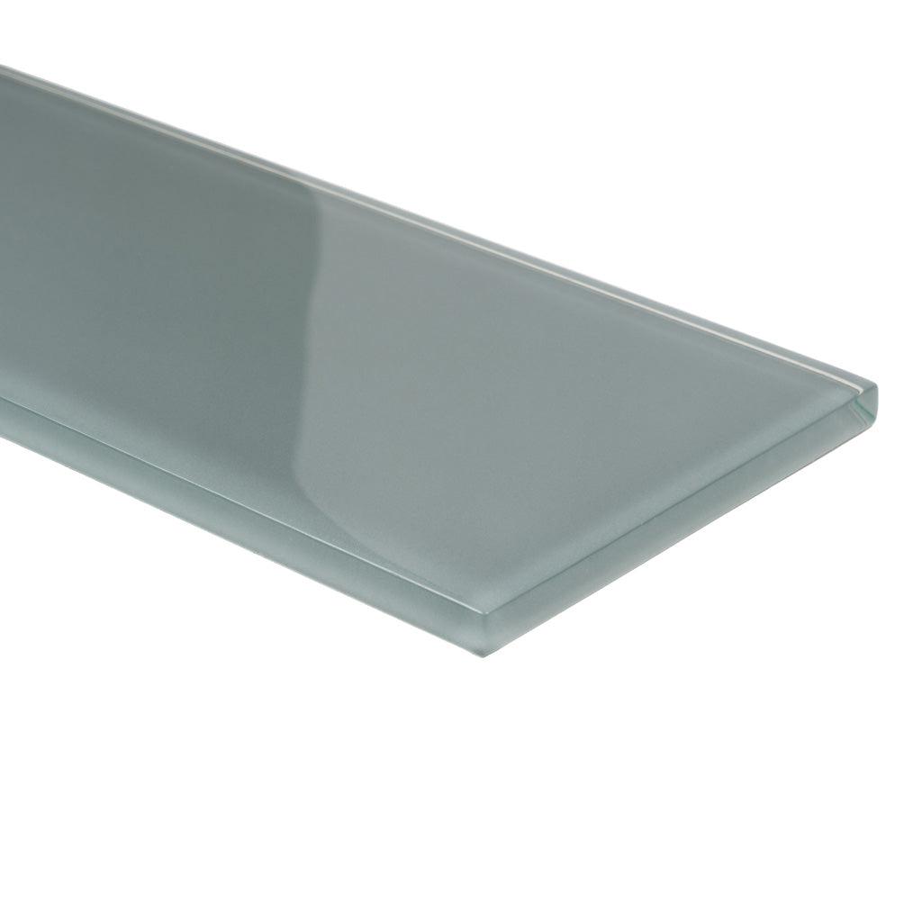 Gray 4 x 16 Glossy Glass Subway Tile