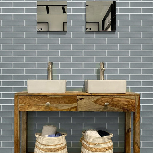 Stone Blue 3 x 12 Matte Glass Subway Tile - Sample