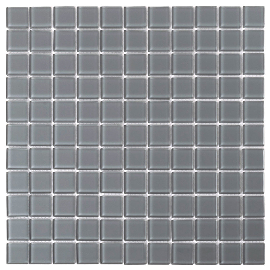 Coin Gray 12 x 12 Glossy Glass Mosaic Tile