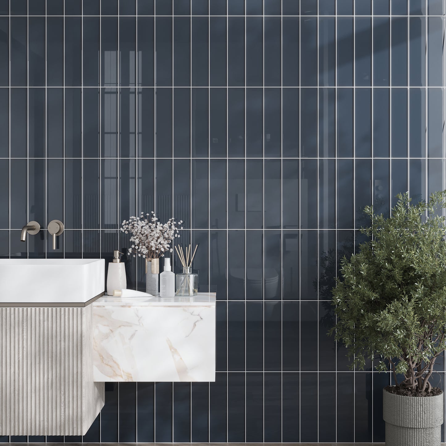 Coin Gray 3 x 12 Glossy Glass Subway Tile
