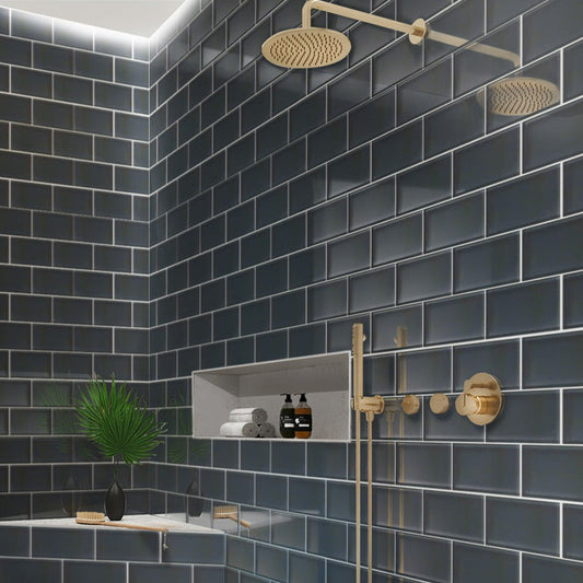 Coin Gray 3 x 6 Glossy Glass Subway Tile - Sample