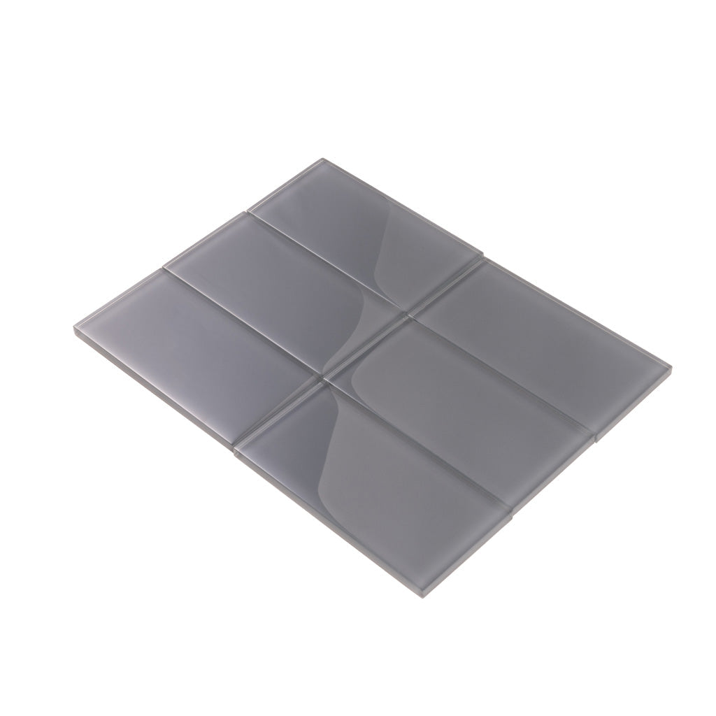 Coin Gray 3 x 6 Glossy Glass Subway Tile