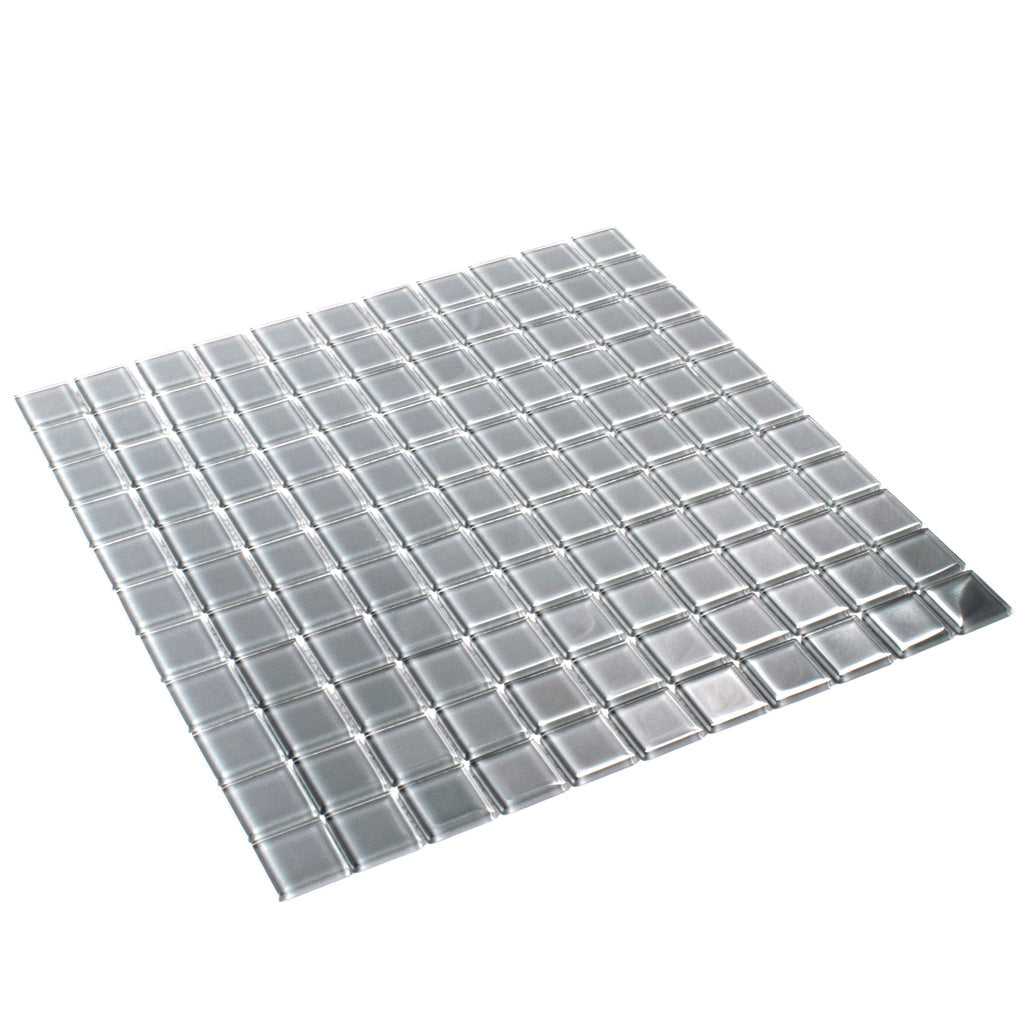 Coin Gray 12 x 12 Glossy Glass Mosaic Tile