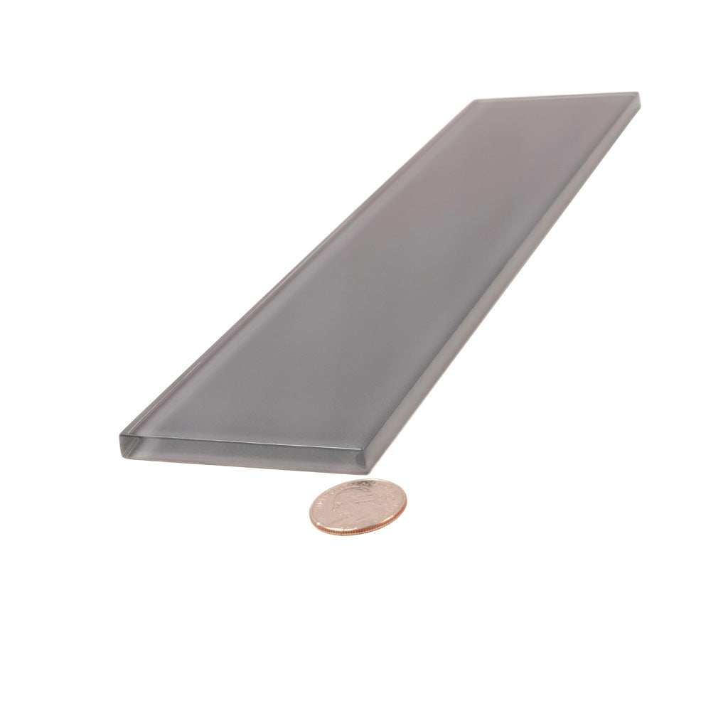 Coin Gray 3 x 12 Glossy Glass Subway Tile - Sample