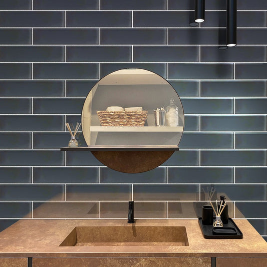 Coin Gray 4 x 16 Glossy Glass Subway Tile - Sample