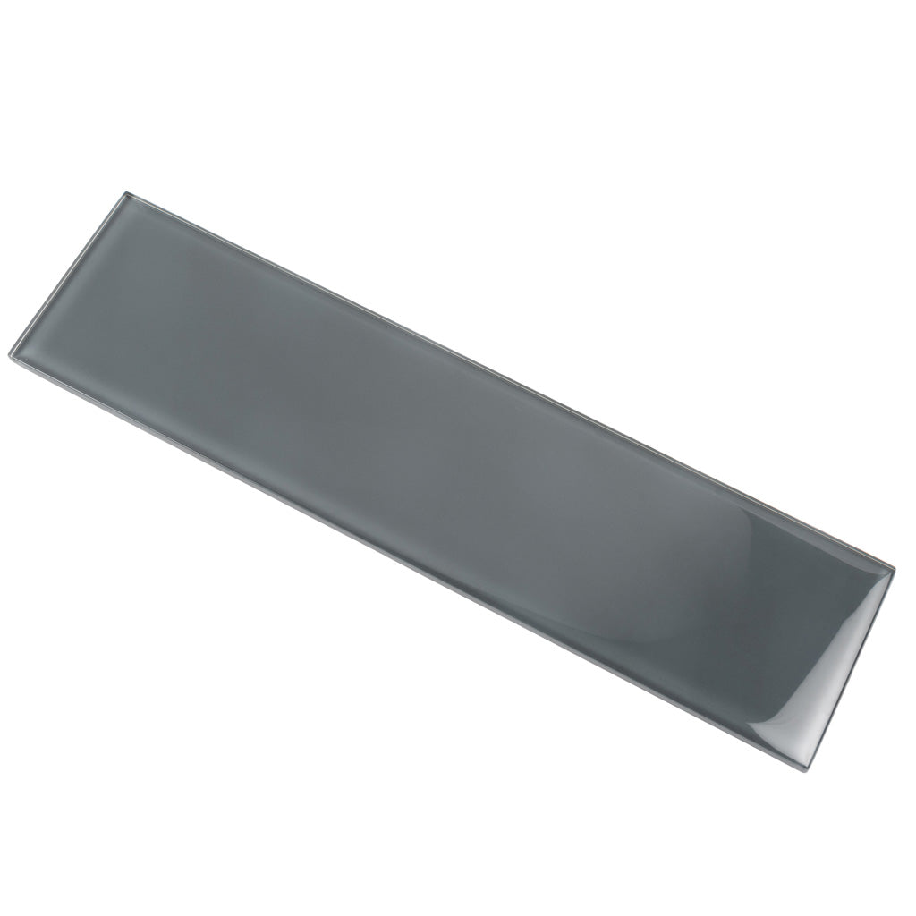 Coin Gray 4 x 16 Glossy Glass Subway Tile