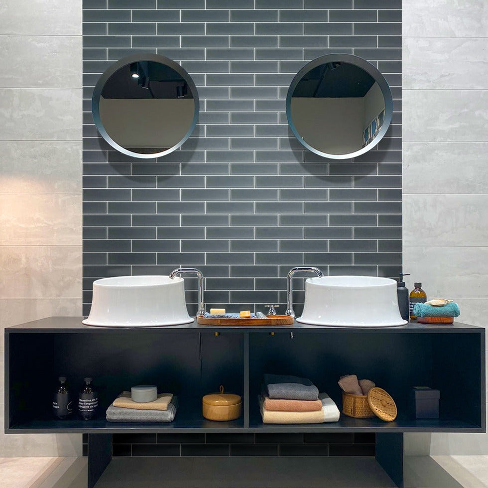 Coin Gray 3 x 12 Matte Glass Subway Tile - Sample