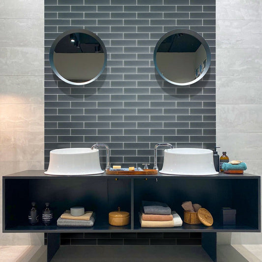 Coin Gray 3 x 12 Matte Glass Subway Tile - Sample