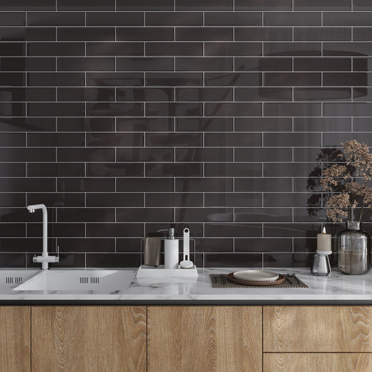 Ash Gray 3 x 12 Glossy Glass Subway Tile