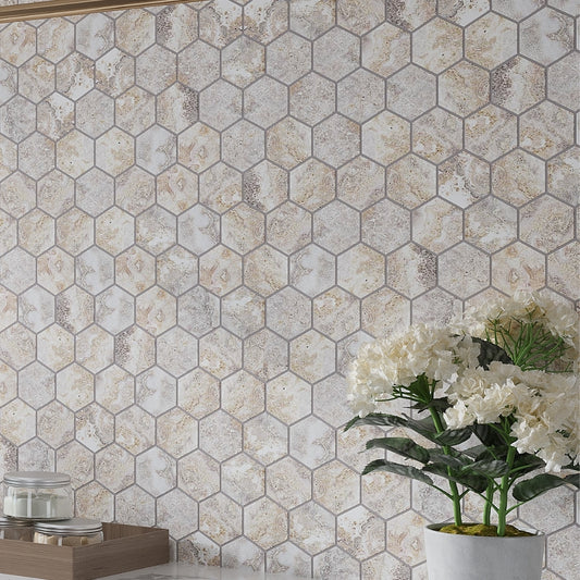 Light Taupe Beige 9 x 13 Polished Porcelain Mosaic Tile