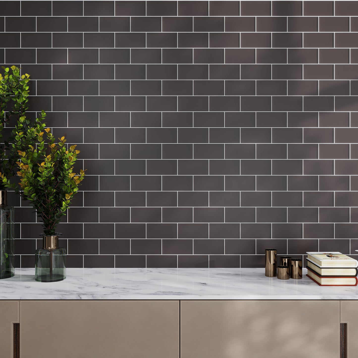 Ash Gray 3 x 6 Matte Glass Subway Tile