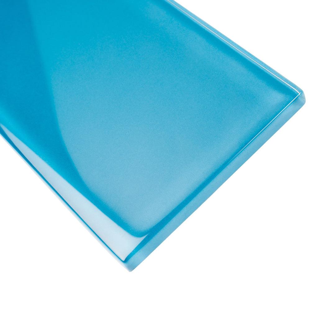 Cerulean Blue 3 x 12 Glossy Glass Subway Tile