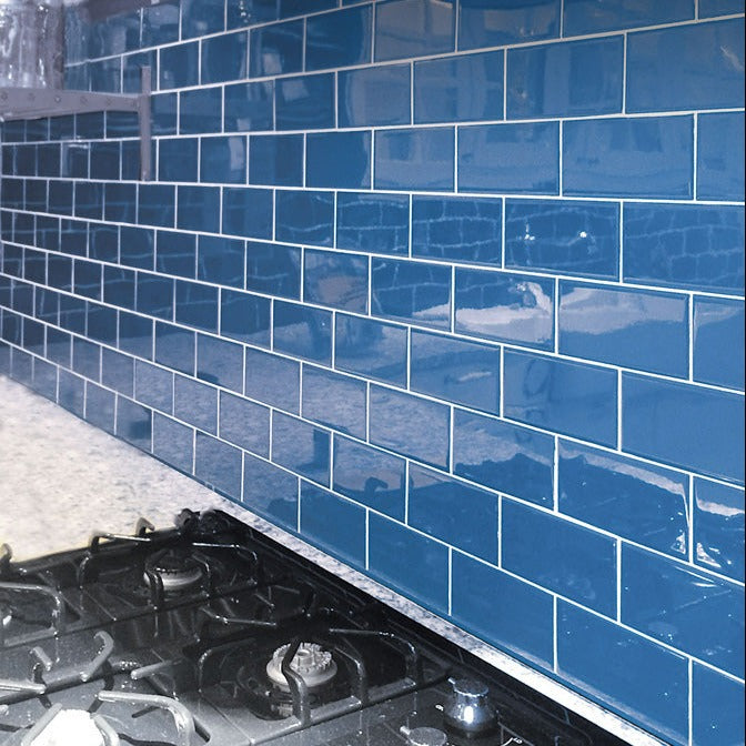 Cerulean Blue 3 x 6 Glossy Glass Subway Tile