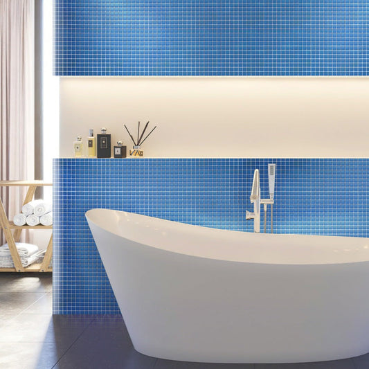 Cerulean Blue 12 x 12 Matte Glass Mosaic Tile - Sample