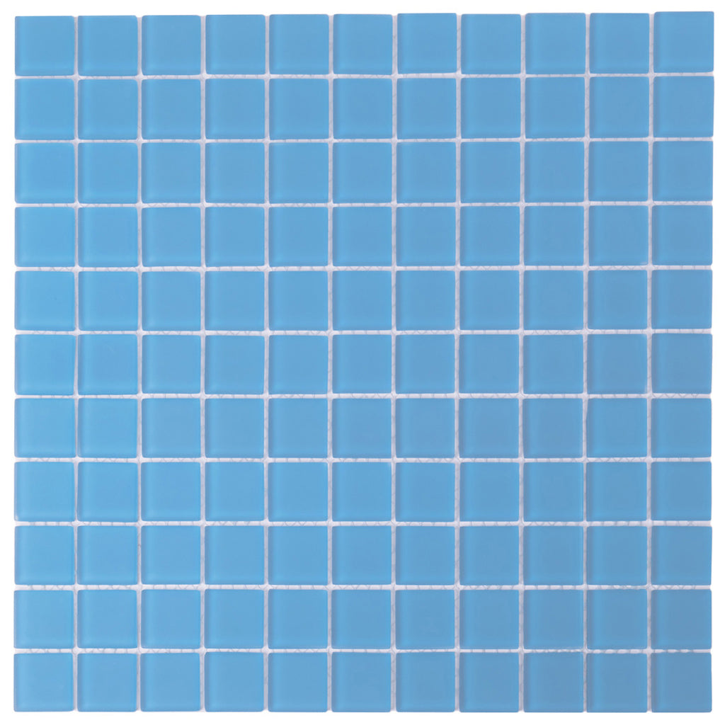 Cerulean Blue 12 x 12 Glossy Glass Mosaic Tile